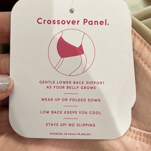 3/$20 NWT{Isabel Maternity}Sz 12 Peachy Pink Skinny Crossover panel Jeans - Picture 11 of 11